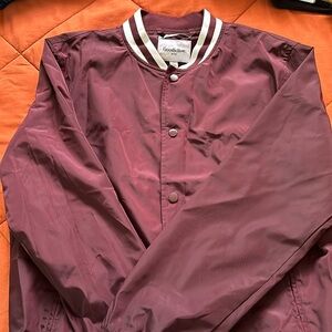 Good Fellow & CO Lightweight Jacket Burgundy with white strips .